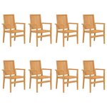 vidaXL Chaises de jardin empilables lot de 8 56 5x57 5x91 cm bois teck