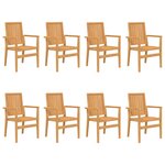 vidaXL Chaises de jardin empilables lot de 8 56 5x57 5x91 cm bois teck