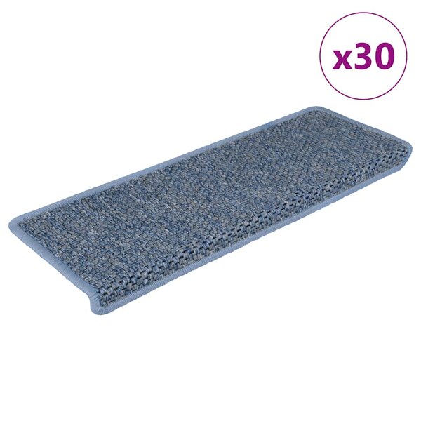 vidaXL Tapis d'escalier autocollants 30 Pièces 65x21x4 cm bleu