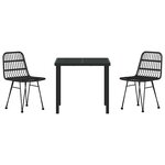 vidaXL Ensemble de salle à manger pour jardin 3 Pièces Noir Poly rotin