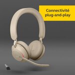 Jabra evolve2 65 casque pc sans fil avec station de charge - casque audio certifié uc anti-bruit avec batterie longue durée - ad