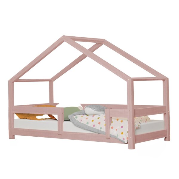 Lit cabane enfant LUCKY 90 x 190 rose pastel