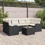 vidaXL Ensemble de canapé de jardin 7 Pièces Noir  Crème 55 x 55 x 37 cm