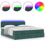 vidaXL Cadre de lit ottoman avec matelas vert foncé 200x200 cm velours