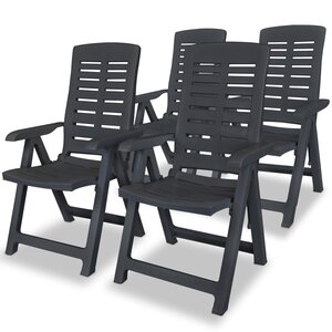 vidaXL Chaises inclinables de jardin lot de 4 Plastique Anthracite