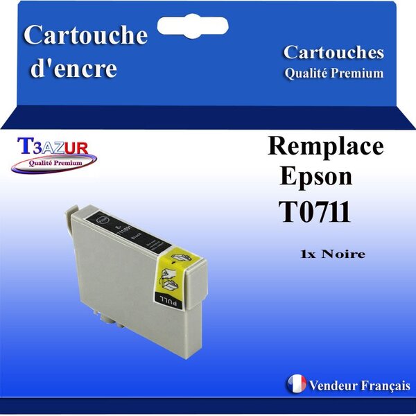 T3AZUR-Cartouche Compatible pour Epson T0711 / T0891  Noire