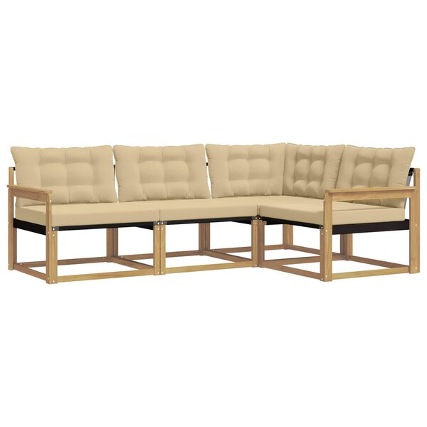 vidaXL Ensemble de canapés d'extérieur 4 pc Blanc et Beige