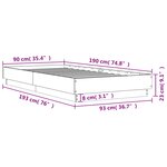 vidaXL Cadre de lit chêne fumé 90x190 cm bois d'ingénierie