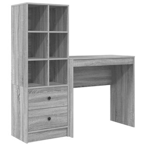 vidaXL Bureau avec tiroir avec étagère avec stockage 2 Pièces Gris Sonoma