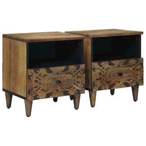 vidaXL Armoire de lit avec tiroir 2 Pièces Marron 40 x 33 x 46 cm