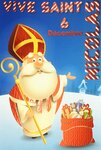 Carte saint nicolas bonne fête écoliers enfants sages 6 décembre avec enveloppe