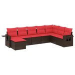 vidaXL Salon de jardin 8 Pièces avec coussins marron résine tressée