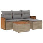 vidaXL Salon de jardin avec coussins 5 Pièces beige résine tressée
