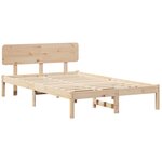 vidaXL Cadre de lit avec tête de lit Naturel 135 x 190 cm Pin massif
