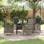 vidaXL Ensemble de salle à manger pour jardin 5 Pièces Gris Poly rotin