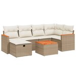 vidaXL Salon de jardin avec coussins 7 Pièces beige résine tressée