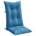 vidaXL Coussins de chaise à dossier haut lot de 2 bleu mélangé tissu