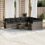 vidaXL Salon de jardin avec coussins 10 Pièces gris résine tressée