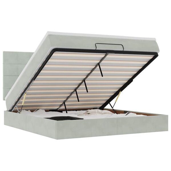 VidaXL Cadre de lit ottoman et matelas gris clair 180x200cm velours