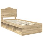 vidaXL Cadre de lit avec tête de lit Sonoma 90 x 190 cm Pin massif