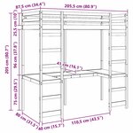 vidaXL Cadre de lit mezzanine Naturel 80 x 200 cm Pin massif