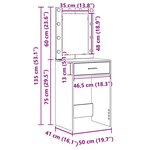 vidaXL Coiffeuse Bois Ancien 50 x 41 x 135 cm Bois d'ingénierie