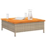 vidaXL Table de jardin beige 70x70x25 cm résine tressée et bois acacia