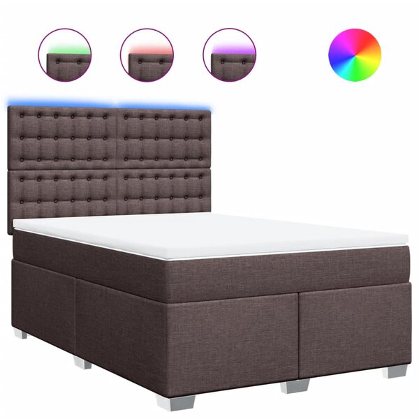 vidaXL Sommier à lattes de lit avec matelas Marron foncé 140x200 cm