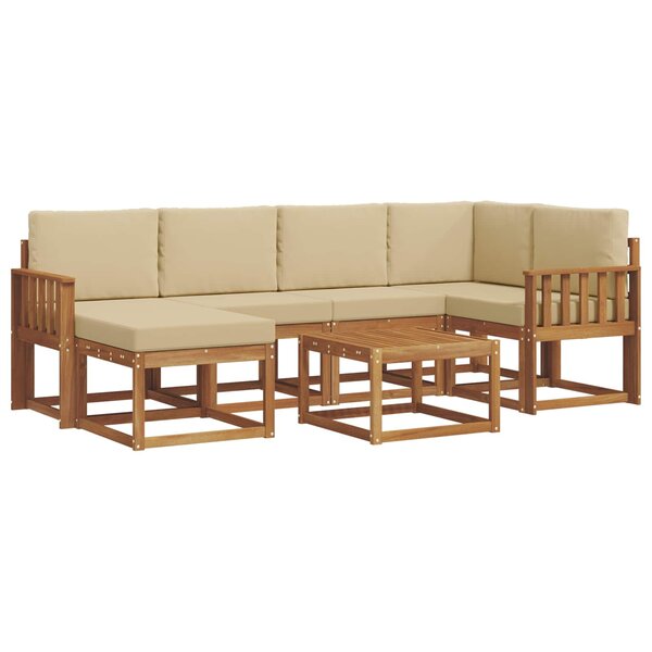 vidaXL Ensemble de canapés d'extérieur 7 Pièces Naturel et Beige