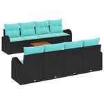 vidaXL Ensemble de canapé de jardin 9 Pièces Noir et turquoise