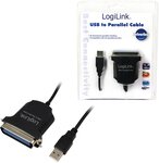 Cable adaptateur USB vers Parallèle Logilink 1,8 m (Noir)