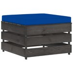 Vidaxl salon de jardin 4 pièces avec coussins bois imprégné de gris