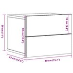 vidaXL Tables de chevet murales 2 Pièces vieux bois 40x32x30 cm