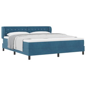 vidaXL Lit à ressorts avec matelas Bleu foncé 180 x 200 cm Velours