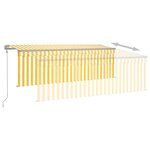 vidaXL Auvent automatique store capteur de vent LED 4x3m Jaune/blanc