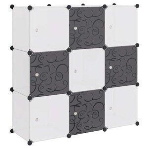vidaXL Organisateur de rangement cube avec 9 compartiments Noir/Blanc