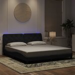 vidaXL Cadre de lit avec LED sans matelas noir 180x200 cm velours