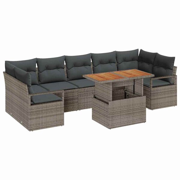 vidaXL Ensemble de canapé de jardin 8 Pièces Gris Poly rotin