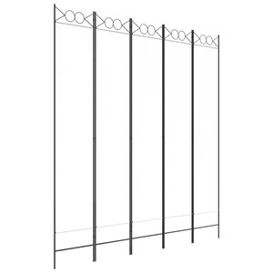 vidaXL Cloison de séparation 5 panneaux Blanc 200x220 cm Tissu