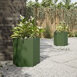 vidaXL Jardinières 2 Pièces vert olive hexagone 46x40x45 cm acier