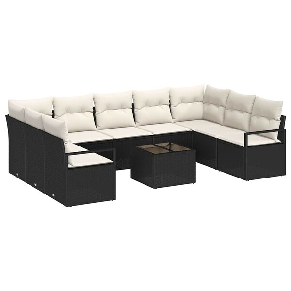vidaXL Ensemble de canapé de jardin 10 Pièces Marron et Crème