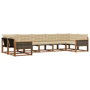 vidaXL Ensemble de canapés d'extérieur 7 pc Naturel et Beige