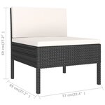 vidaXL Salon de jardin 8 Pièces avec coussins résine tressée noir
