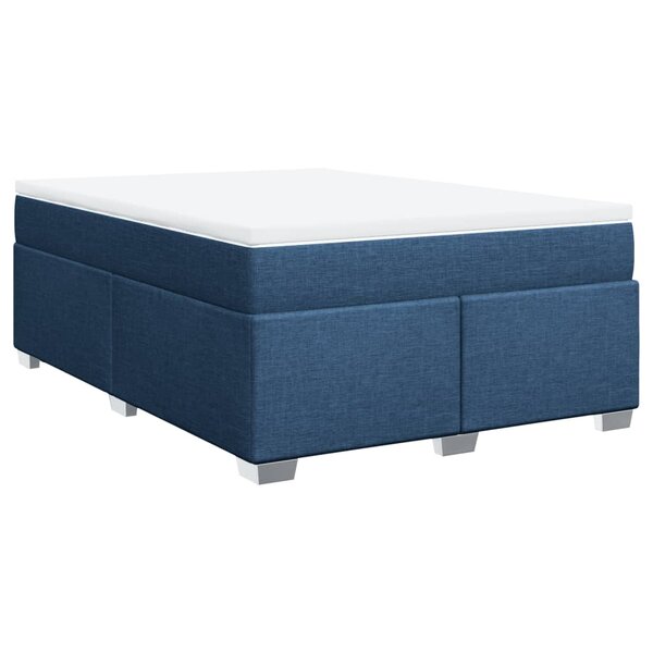 vidaXL Sommier à lattes de lit avec matelas Bleu 140x200 cm Tissu