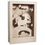 Kit bois cadre à motif3D Licorne FSC100  nature  20x30x6 5cm  13 pces  boîte 1kit