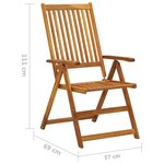 Vidaxl chaises inclinables de jardin 2 pièces avec coussins bois d'acacia