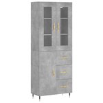 vidaXL Buffet haut Gris béton 69 5x34x180 cm Bois d'ingénierie