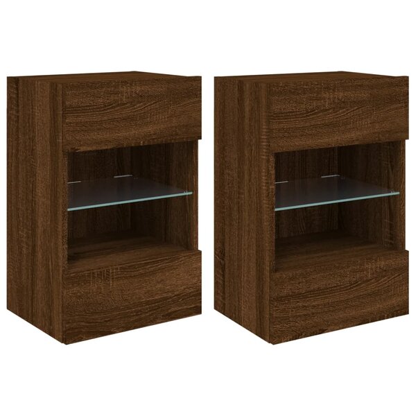 vidaXL Meubles TV muraux lumières LED 2 Pièces chêne marron 40x30x60 5 cm