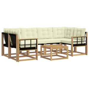 vidaXL Ensemble de canapés d'extérieur 7 Pièces Blanc et crème