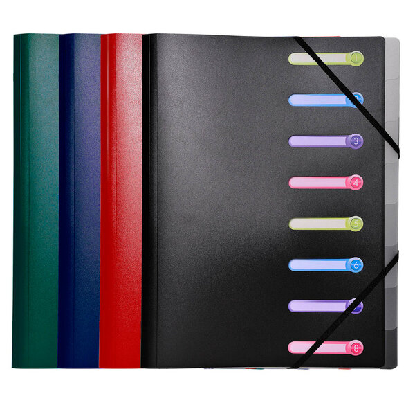 Trieur polypropylène 3 rabats Opaque 8 compartiments Coloris Aléatoire EXACOMPTA